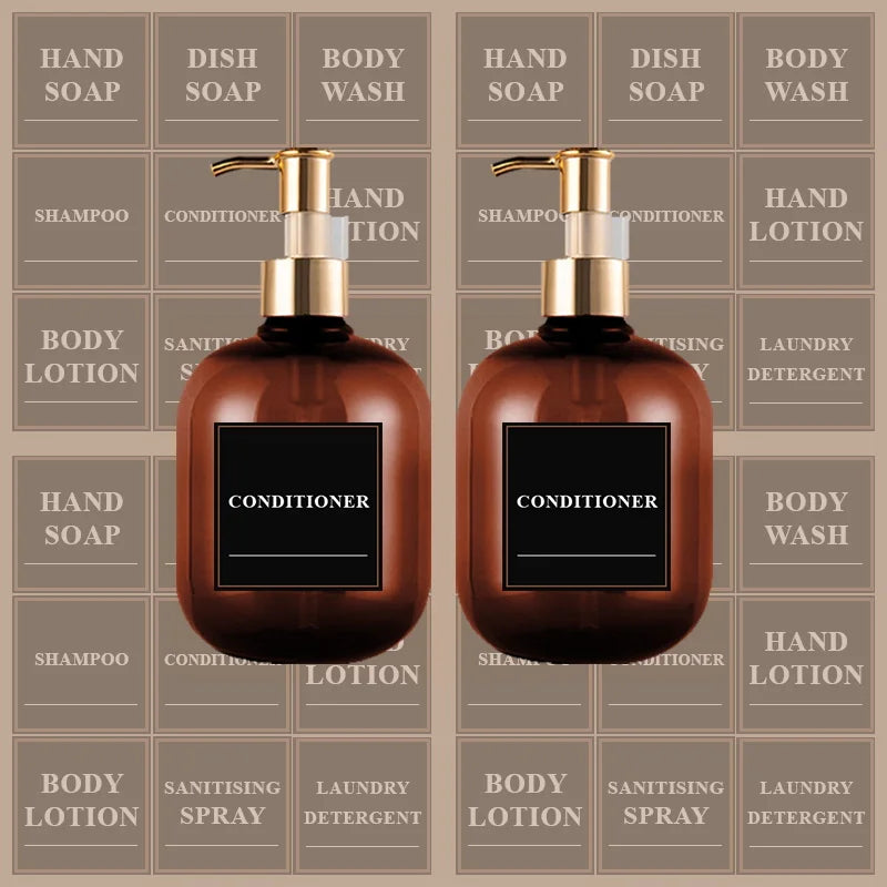 2 Pcs Amber Soap Dispenser Set And Waterproof Labels