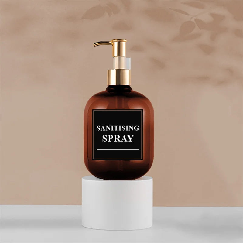 2 Pcs Amber Soap Dispenser Set And Waterproof Labels