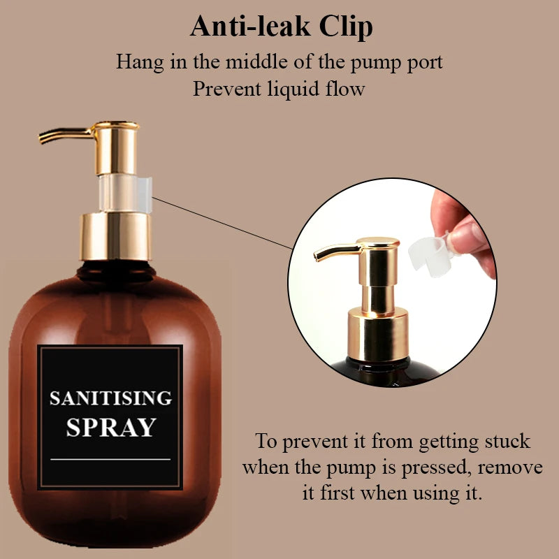 2 Pcs Amber Soap Dispenser Set And Waterproof Labels