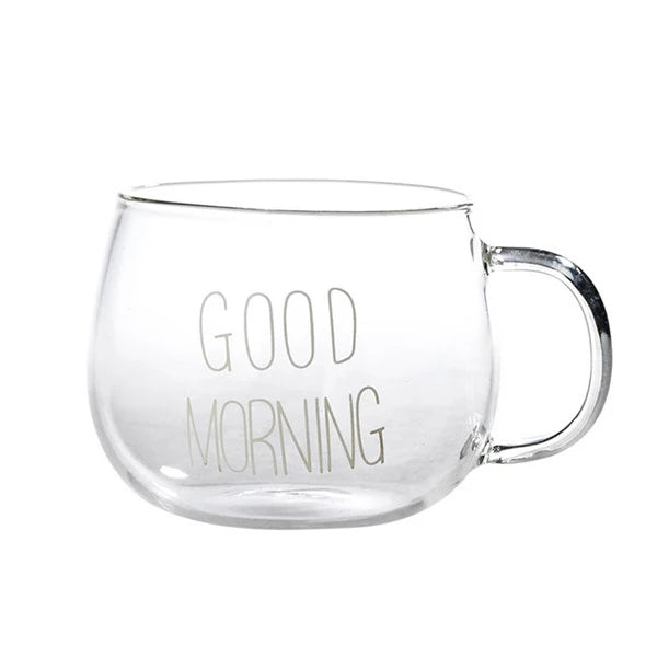 Transparent Glass Cup for Creative Coffee Drink, Dessert, Breakfast, Milk, Glass Mugs, Handle Drinkware