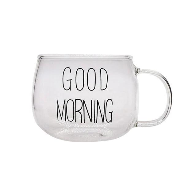 Transparent Glass Cup for Creative Coffee Drink, Dessert, Breakfast, Milk, Glass Mugs, Handle Drinkware