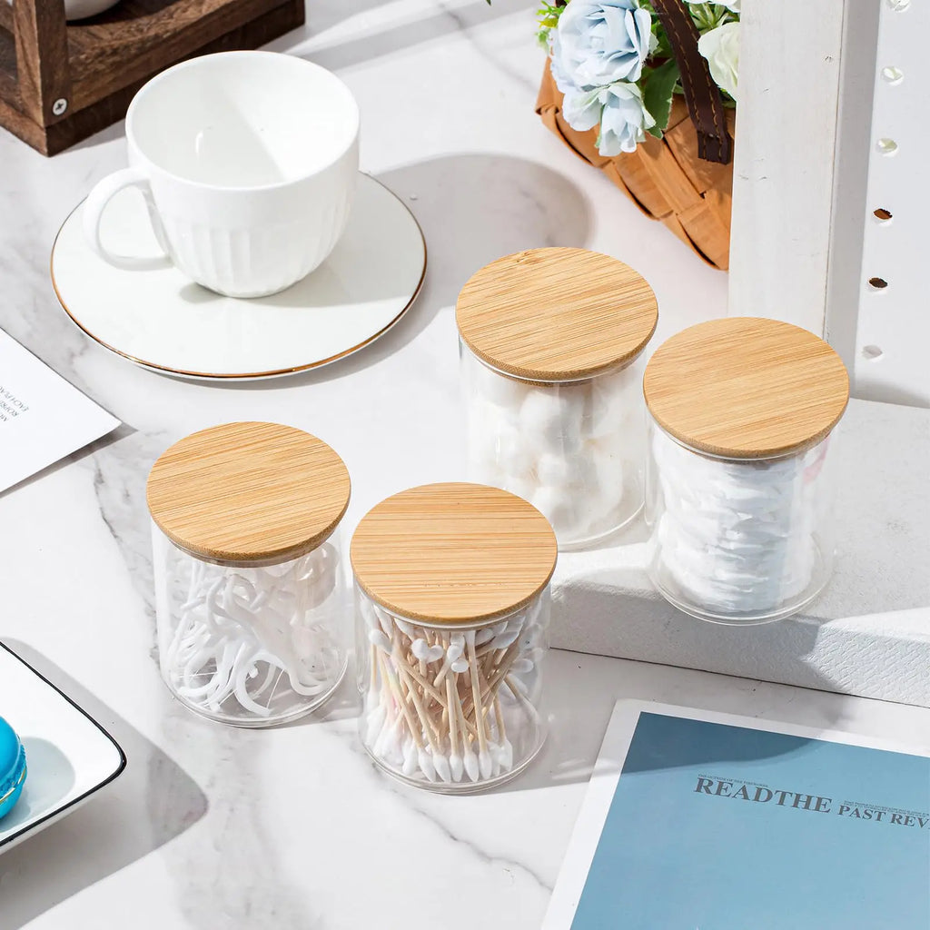 Jar Organizer Container For Cotton Pad, Cotton Ball, Swabs, Hair Ties Storage