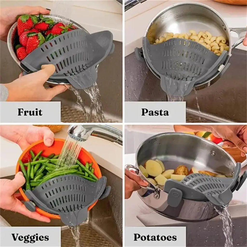 Pot Strainer, Adjustable Clip On Strainer For Pots Pans And Bowls.