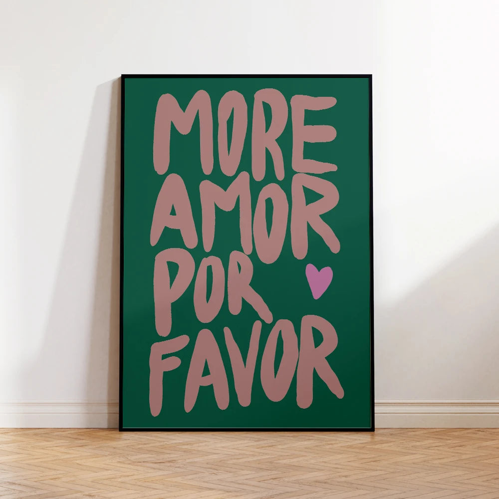 Eclectic Modern More Amor Por Favor Quotes Wall Art Prints Canvas Painting For Living Room and Home Decor