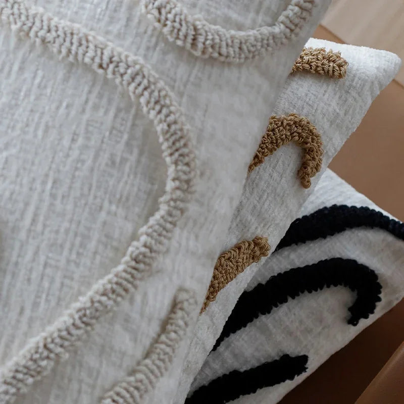 Boho Style Decorative Throw Pillow Cover Soft Geometric Lines