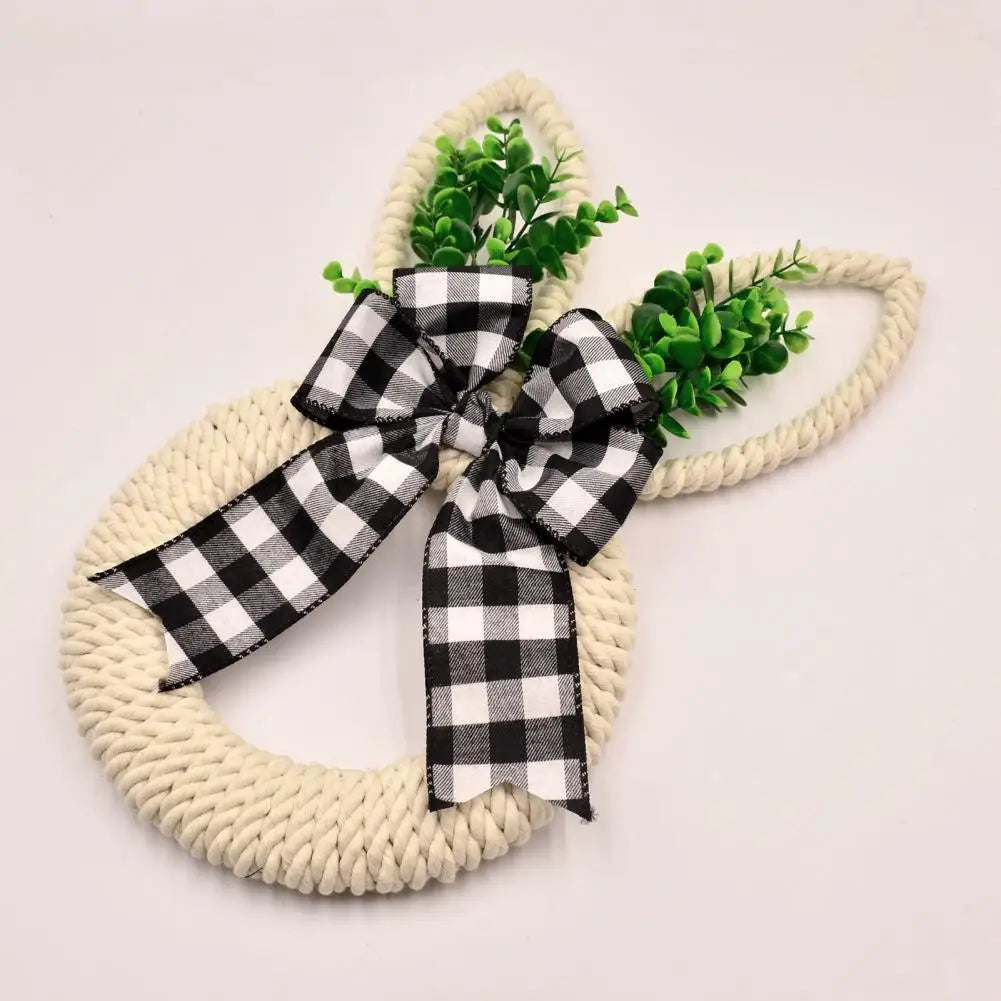 Hemp Rope Bow Spring Floral Wreath Easter Door Decor