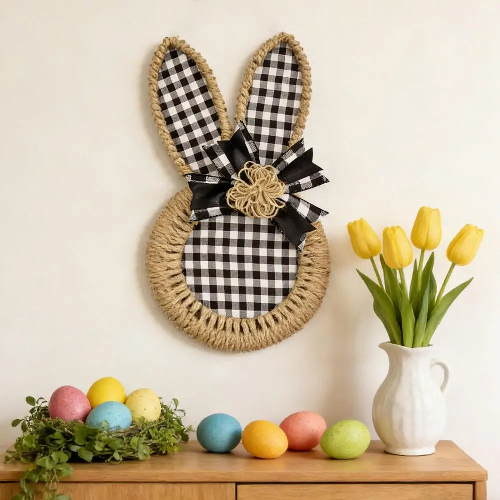 Hemp Rope Bow Spring Floral Wreath Easter Door Decor