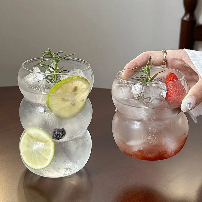 Refreshing Glass Mug For Cold Beverage, Chic Refreshener Drinking Cup, Kitchen Accessory