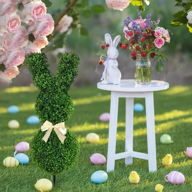 Bunny Garden Stakes Greenery Faux Rabbit Yard Spring Decor For Porch Pathway