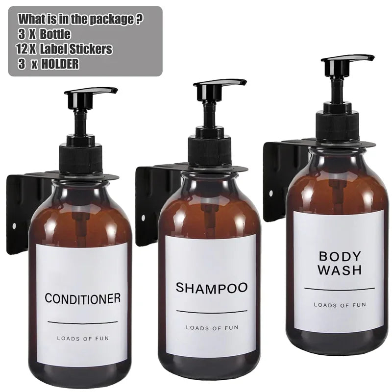 Soap Dispenser For Shampoo, Conditioner And Body Wash With Hook Hanger