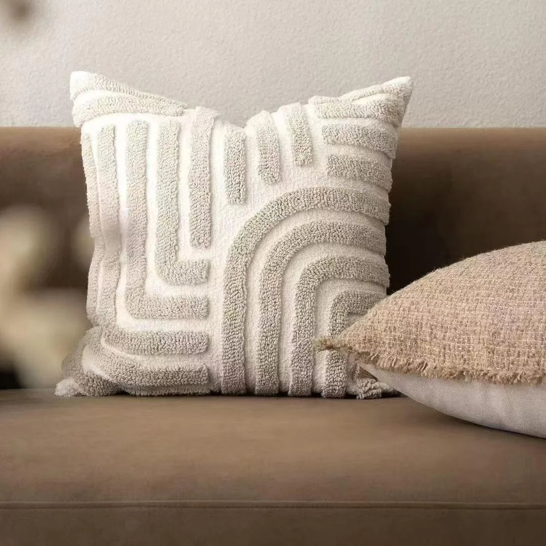 Boho Style Decorative Throw Pillow Cover Soft Geometric Lines