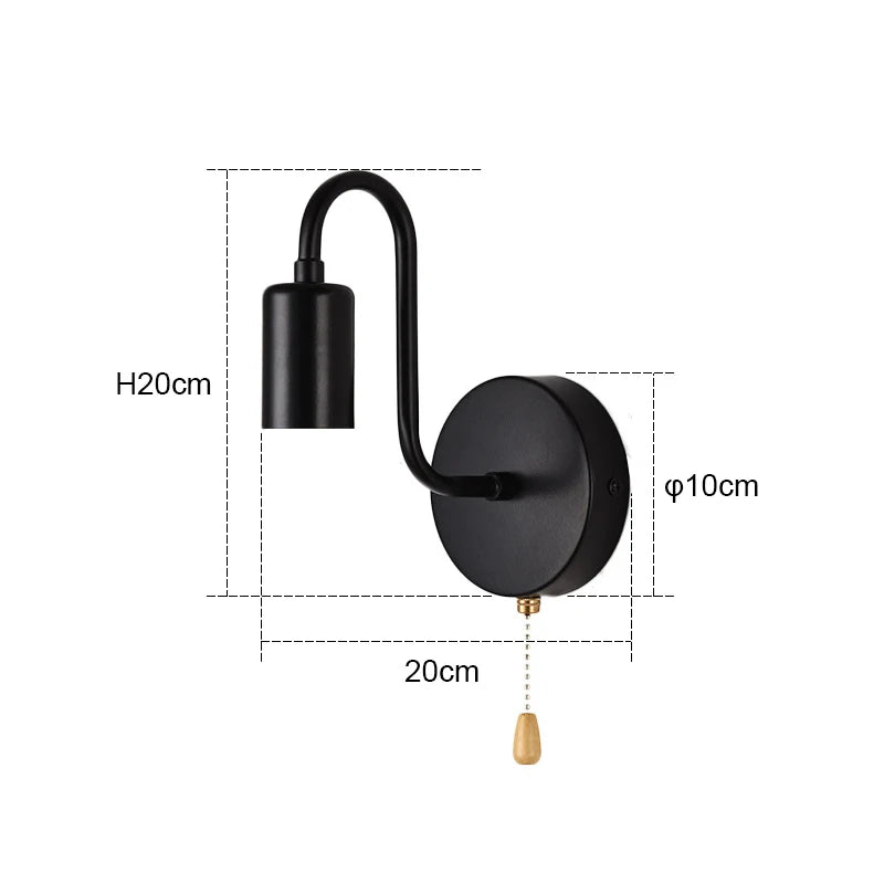 Industrial Wall Lamp Iron Black Indoor Lighting For Bedside, Bathroom, Bedroom Wall Light Fixture Decor