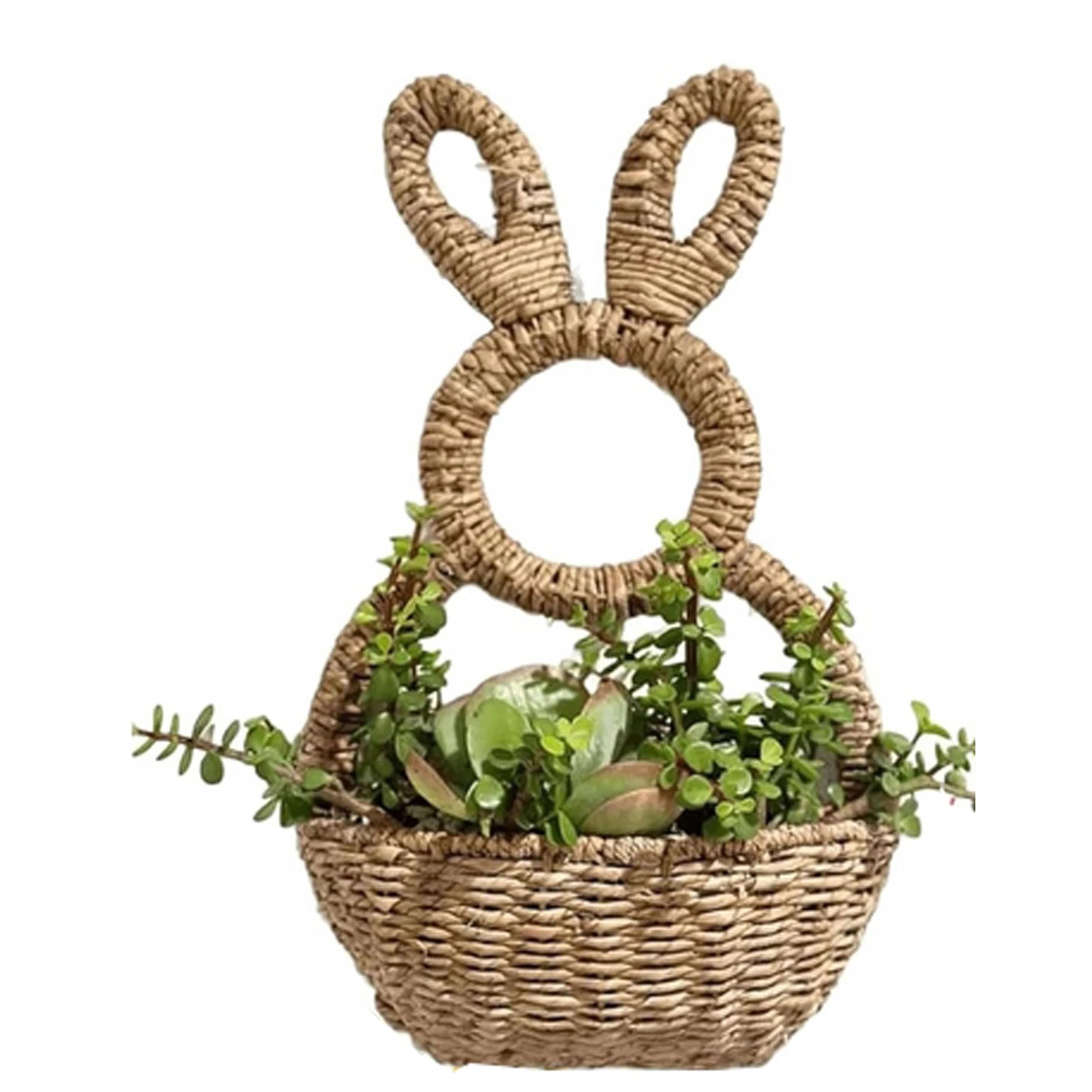 Natural Hand Woven Wickers Easter Bunny Basket Cute For Front Door Decorations