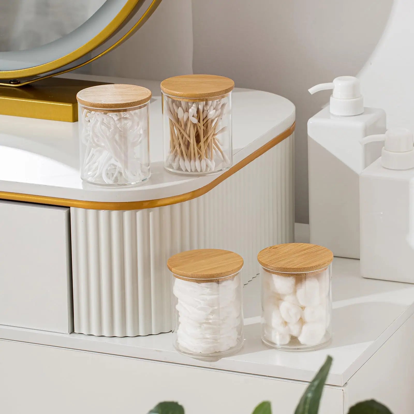 Jar Organizer Container For Cotton Pad, Cotton Ball, Swabs, Hair Ties Storage