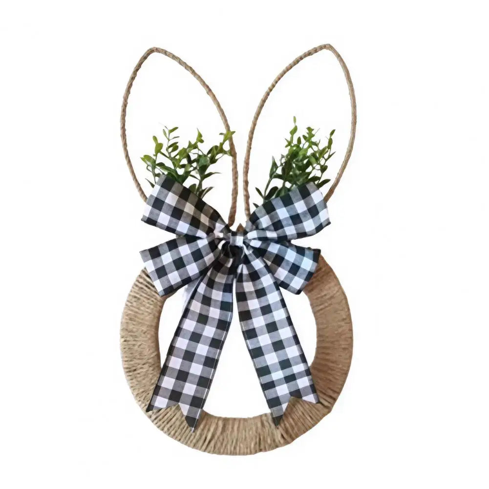 Hemp Rope Bow Spring Floral Wreath Easter Door Decor
