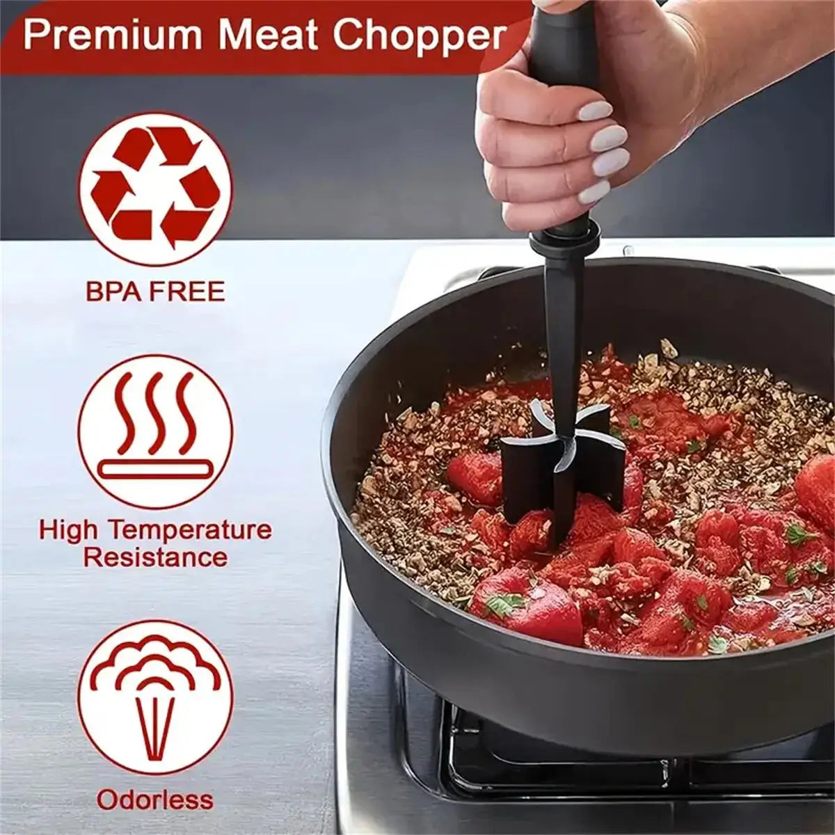 Meat Chopper, Meat Shredder, Heat Resistant Ground Beef Smasher