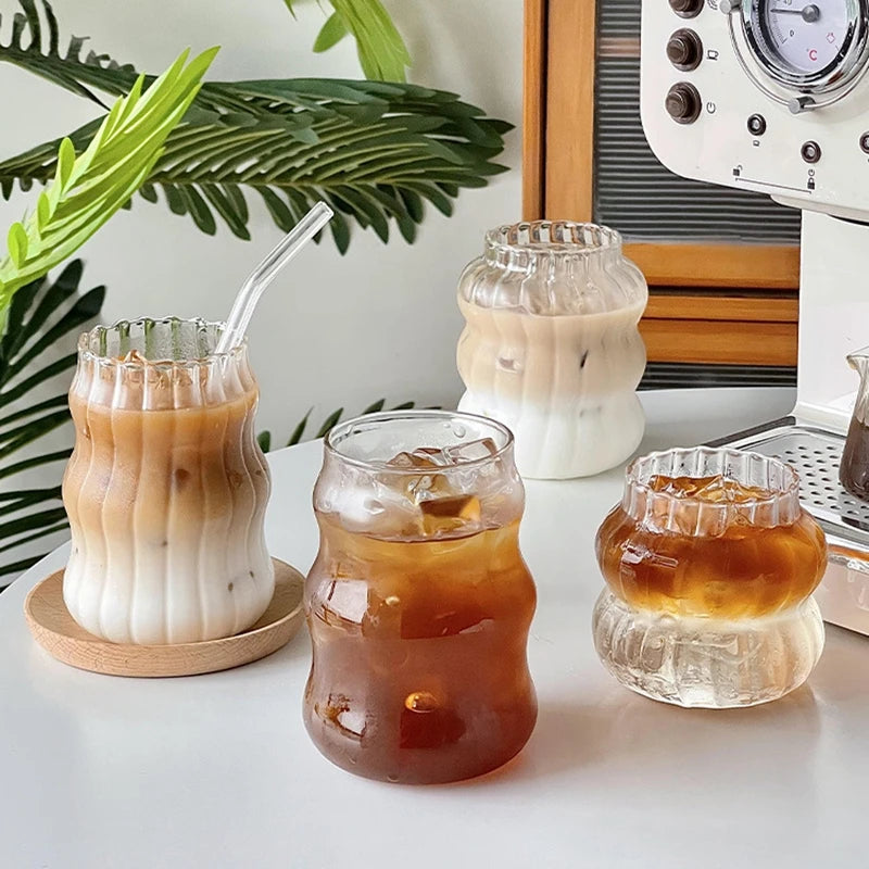 Refreshing Glass Mug For Cold Beverage, Chic Refreshener Drinking Cup, Kitchen Accessory