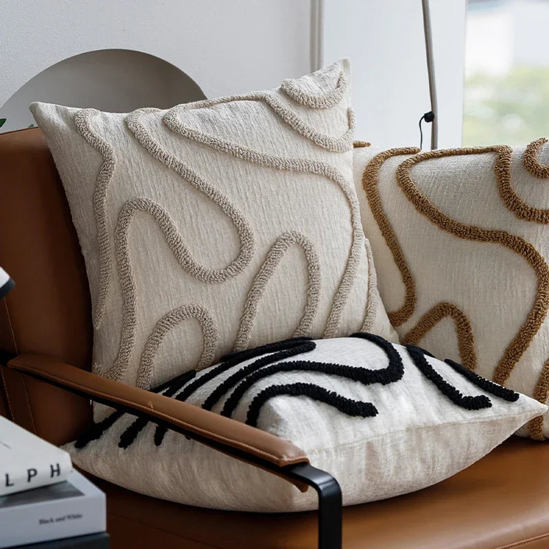 Boho Style Decorative Throw Pillow Cover Soft Geometric Lines