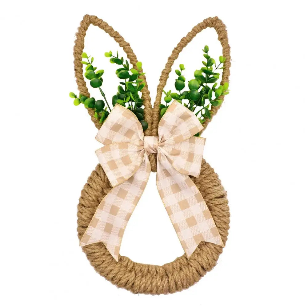 Hemp Rope Bow Spring Floral Wreath Easter Door Decor