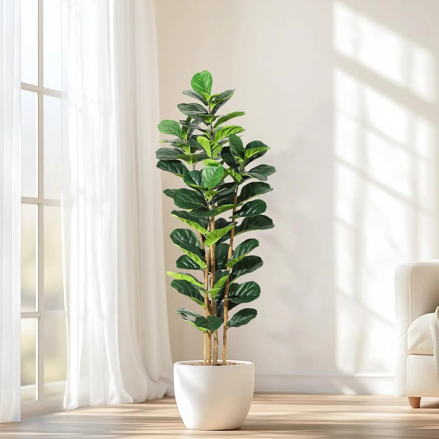 Artificial Fiddle Leaf Fig Tree with Pot Faux For Home Decor