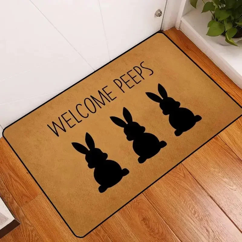 Happy Easter Entrance Floor Mat, Decorative Washable Carpet, Non-slip Easy Clean Rug