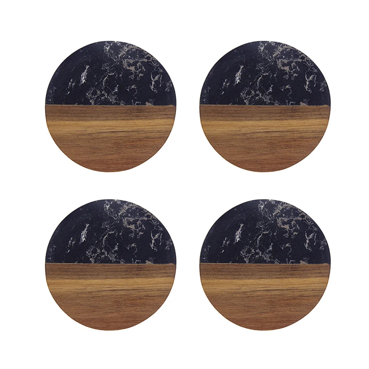 4 pcs Elegant Wooden and Marble Coaster Set, Perfect for Protecting Your Furniture