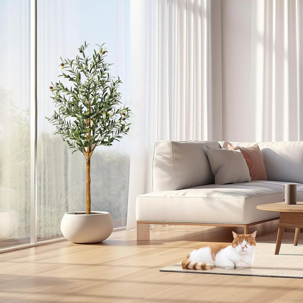 Olive Tree 5ft Large Artificial Plant in Pot for Home Bedroom Decor