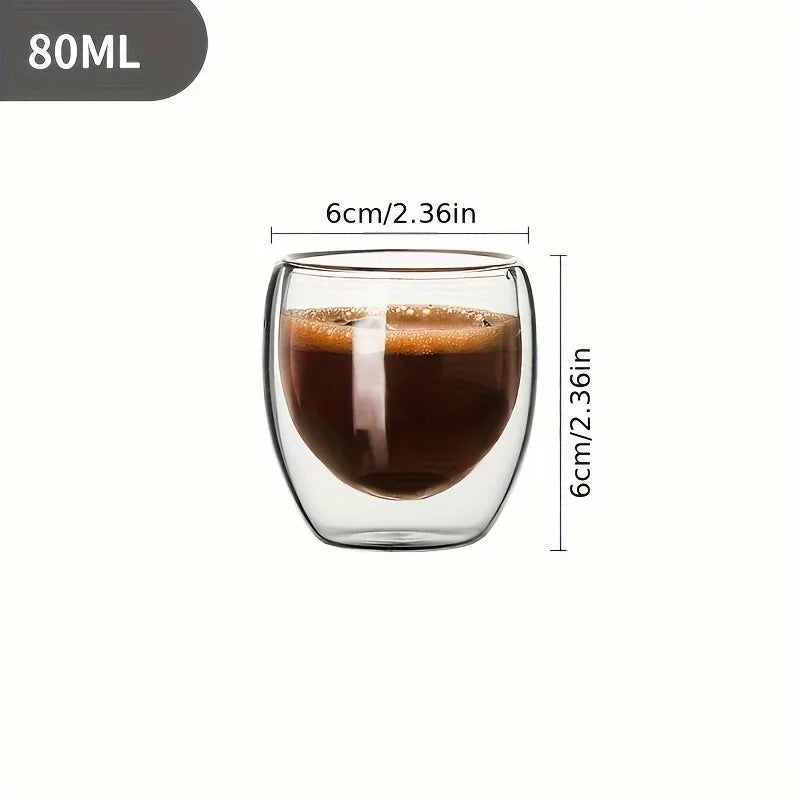 6pcs Cute Mugs Coffee Double Wall Glass