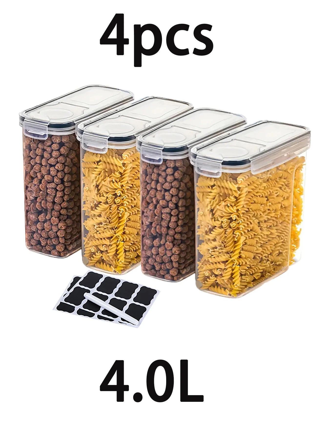 4pcs Large Food Storage Containers With Lids, Airtight Food Storage Containers For Kitchen Pantry Organization And Storage