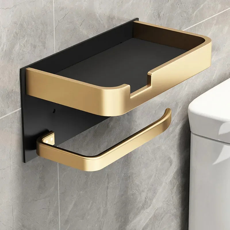 Black Gold Toilet Paper Holder Bathroom Wall Mount