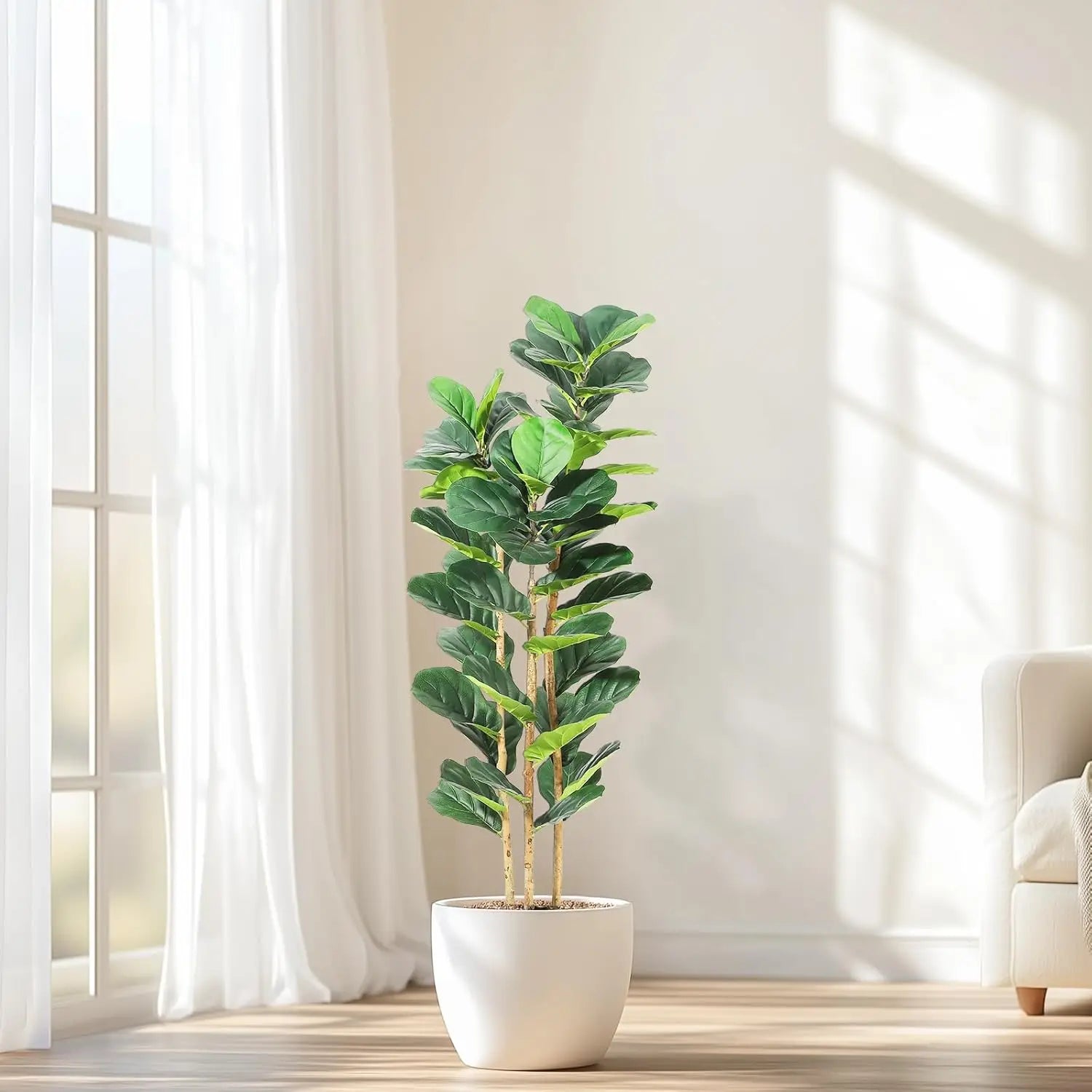Artificial Fiddle Leaf Fig Tree with Pot Faux For Home Decor