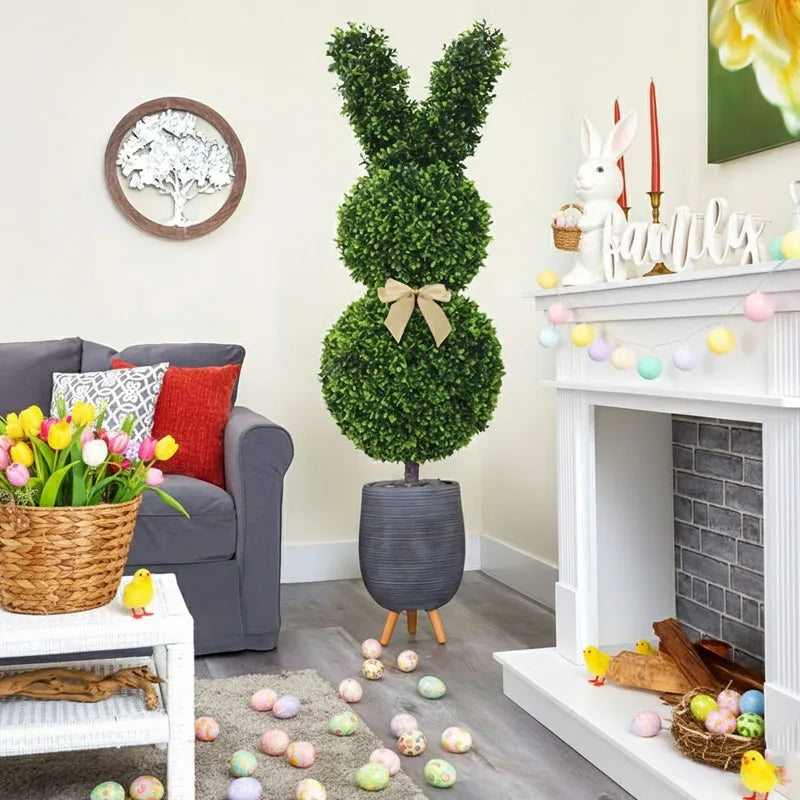 Bunny Garden Stakes Greenery Faux Rabbit Yard Spring Decor For Porch Pathway