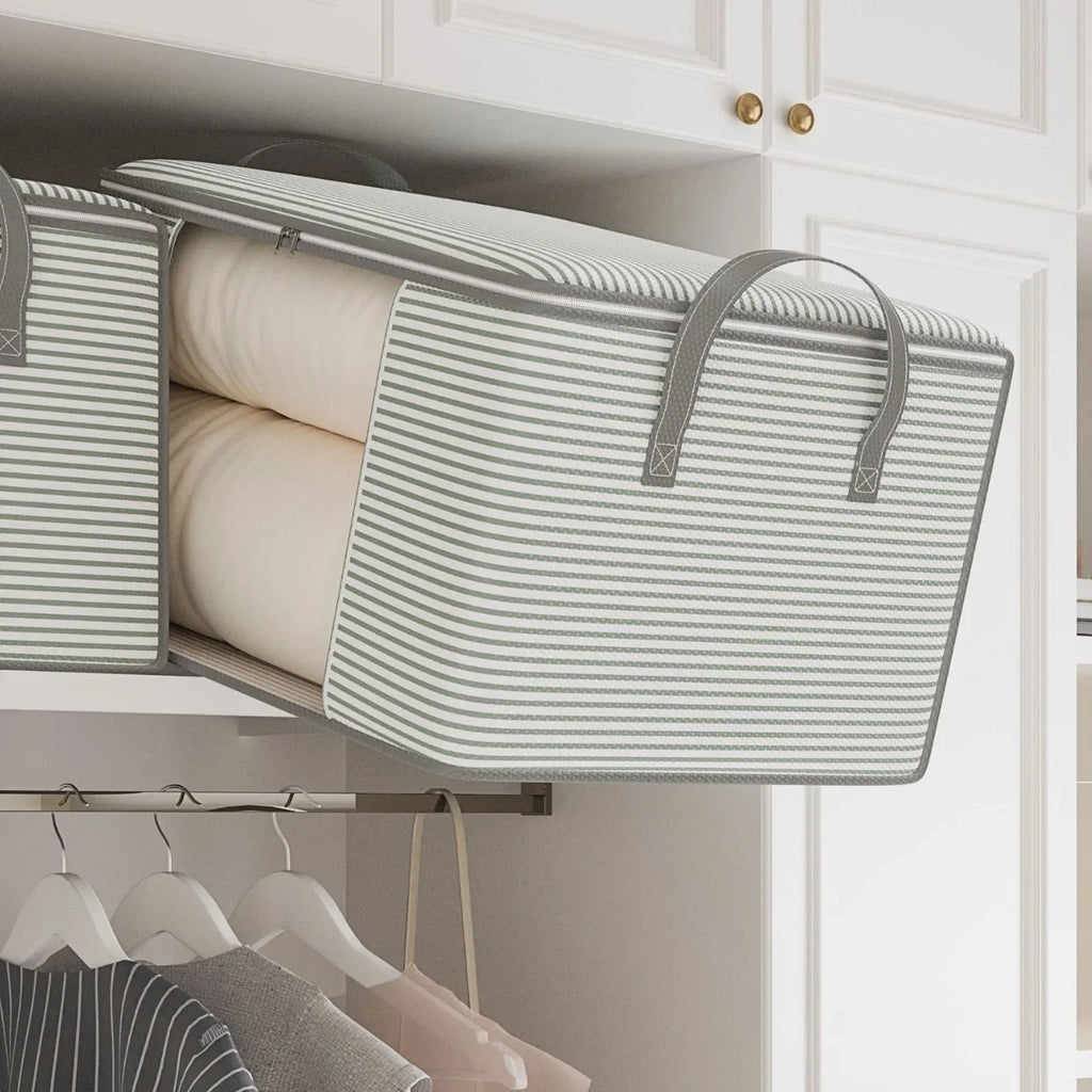 Stripe Zipper Style Storage Bag With Large Capacity