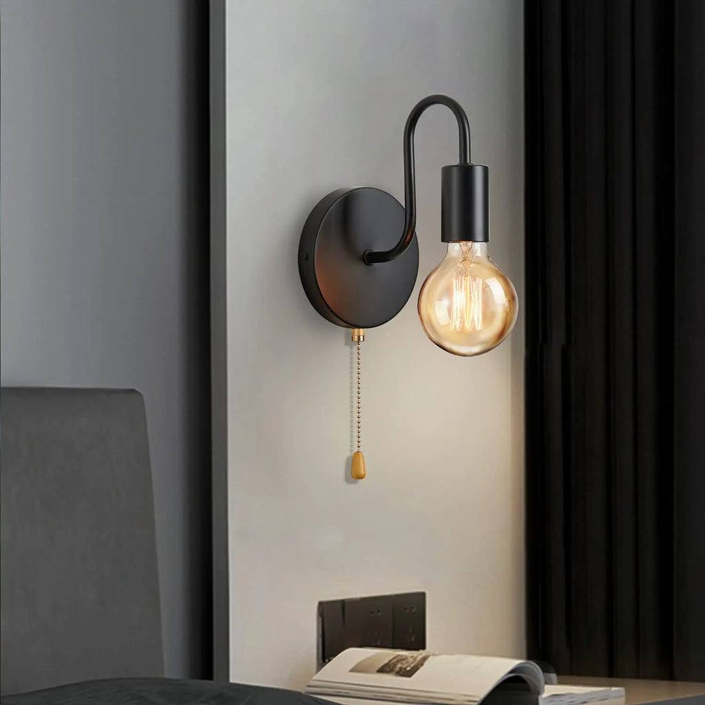Industrial Wall Lamp Iron Black Indoor Lighting For Bedside, Bathroom, Bedroom Wall Light Fixture Decor