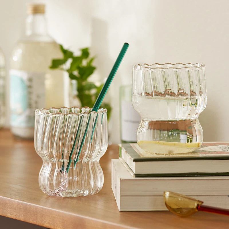 Refreshing Glass Mug For Cold Beverage, Chic Refreshener Drinking Cup, Kitchen Accessory