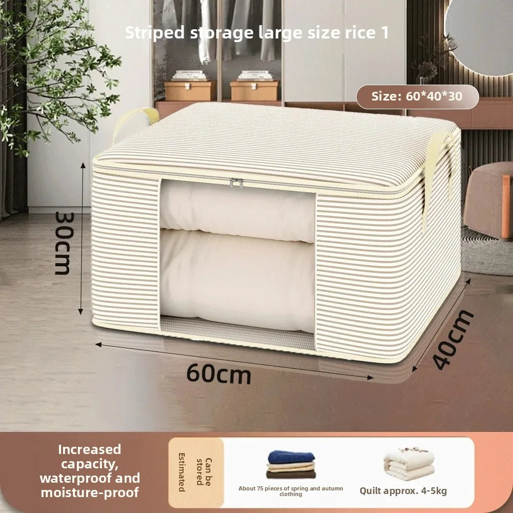 Stripe Zipper Style Storage Bag With Large Capacity