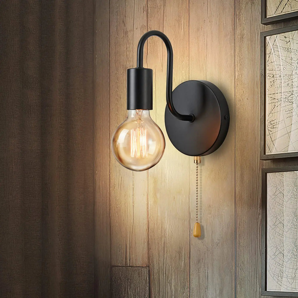 Industrial Wall Lamp Iron Black Indoor Lighting For Bedside, Bathroom, Bedroom Wall Light Fixture Decor