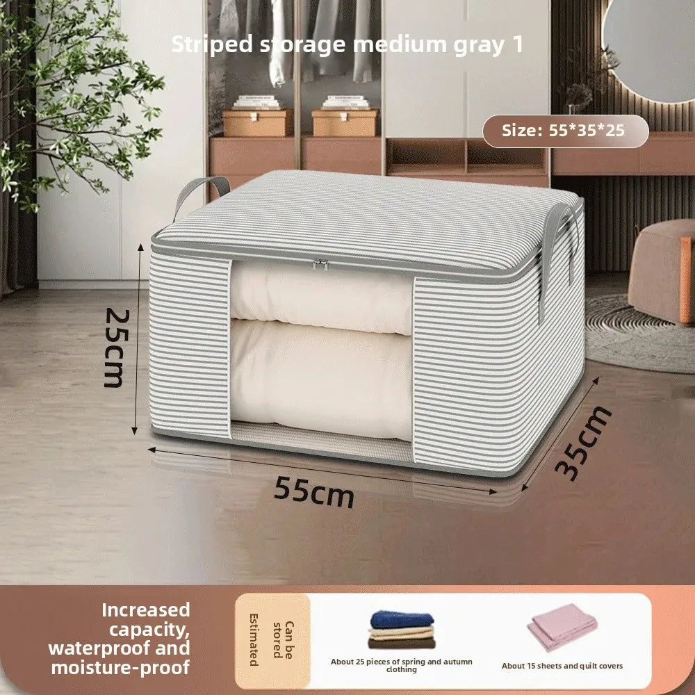 Stripe Zipper Style Storage Bag With Large Capacity