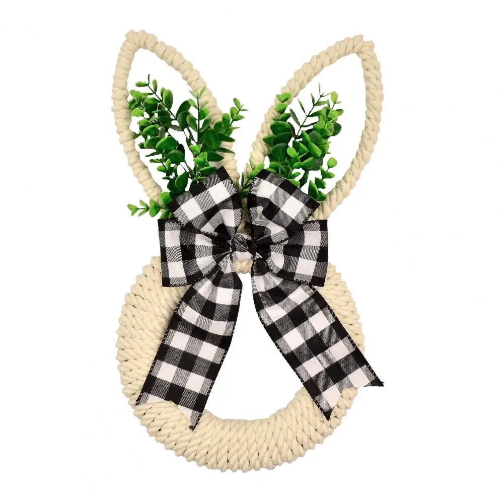 Hemp Rope Bow Spring Floral Wreath Easter Door Decor
