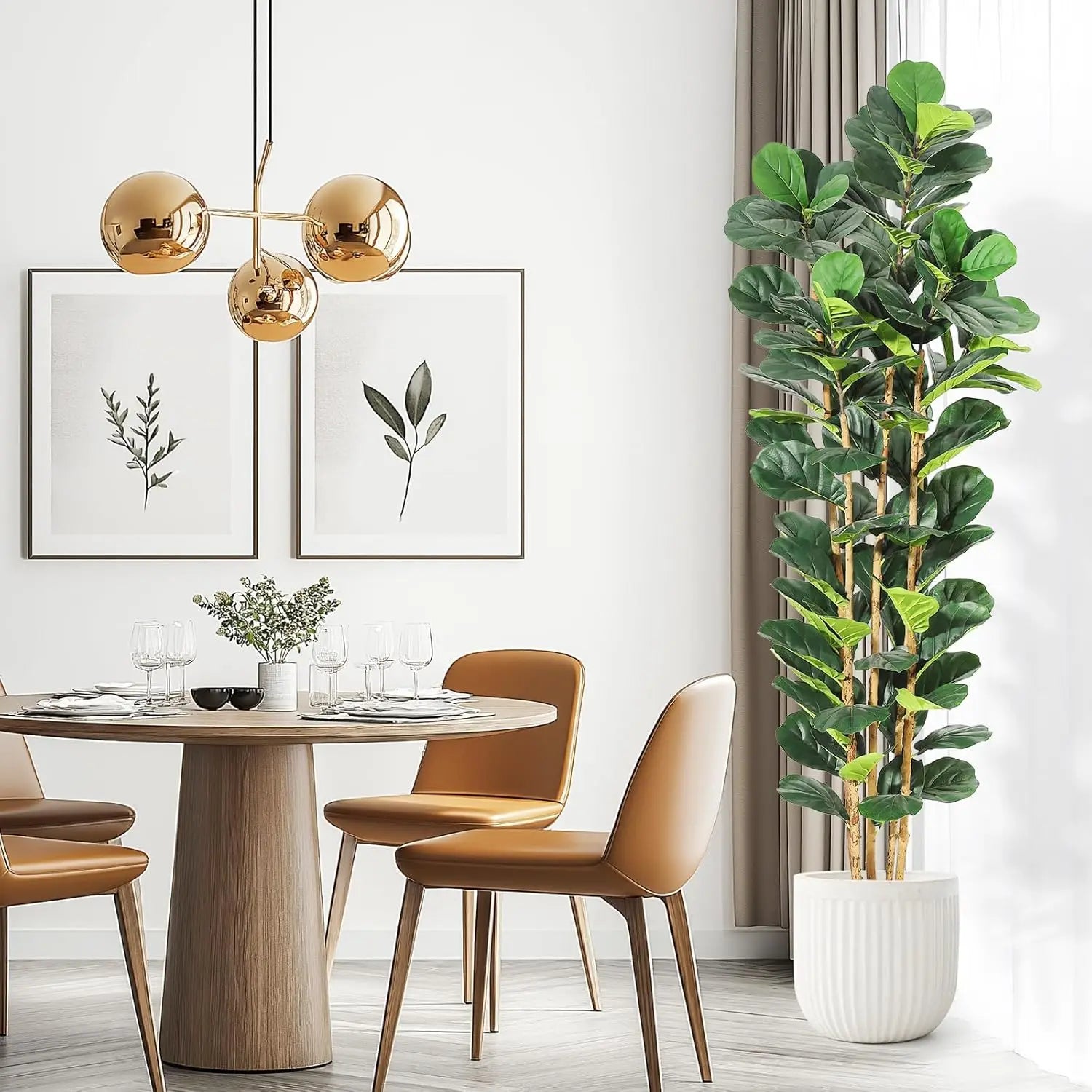Artificial Fiddle Leaf Fig Tree with Pot Faux For Home Decor