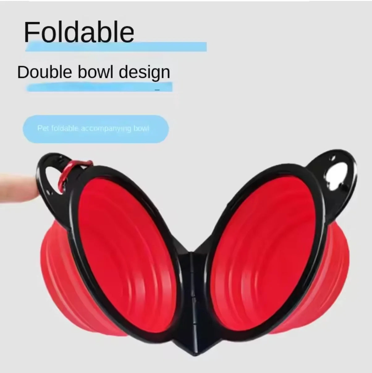 2-in-1 foldable dual portable outdoor travel dog and cat drinking bowl