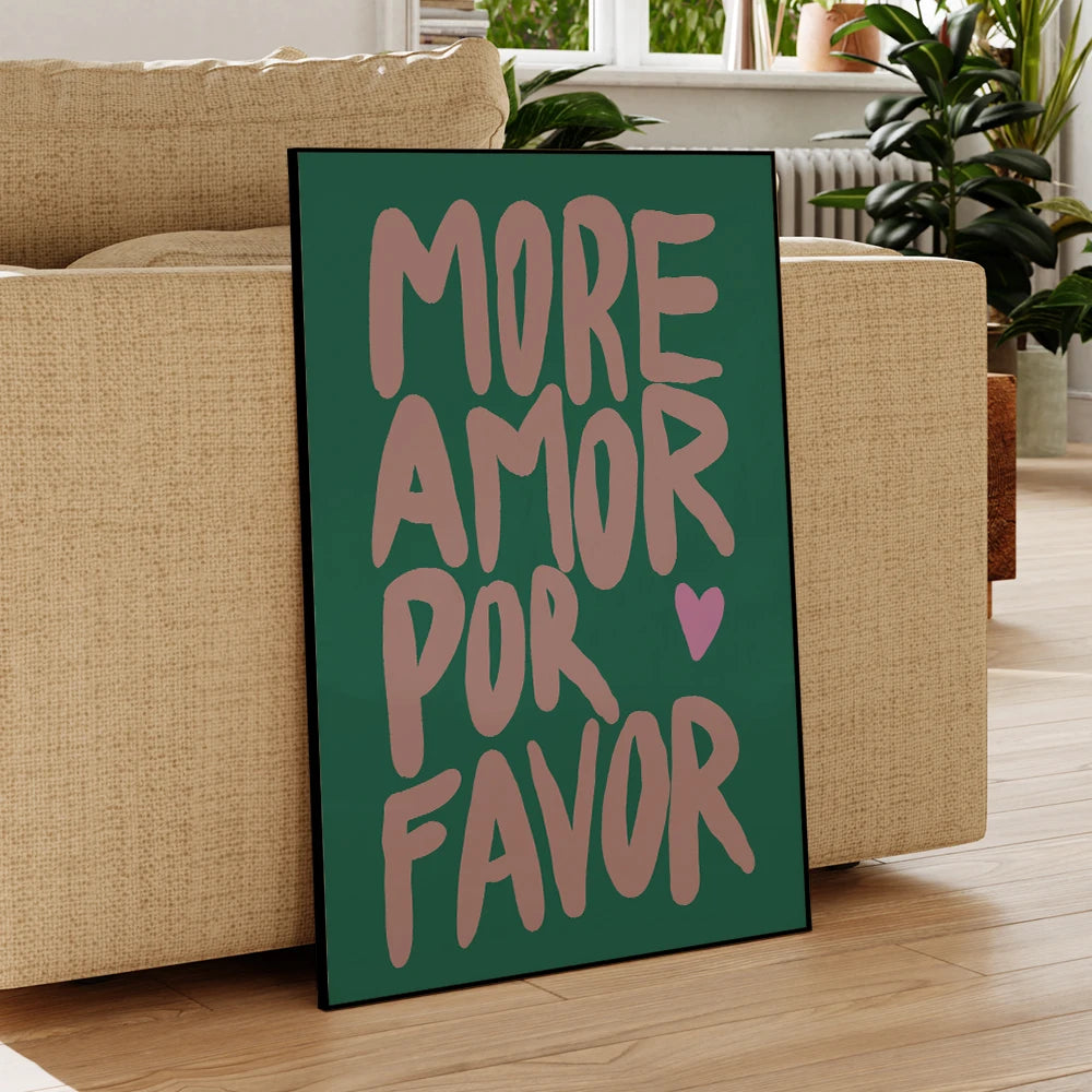 Eclectic Modern More Amor Por Favor Quotes Wall Art Prints Canvas Painting For Living Room and Home Decor