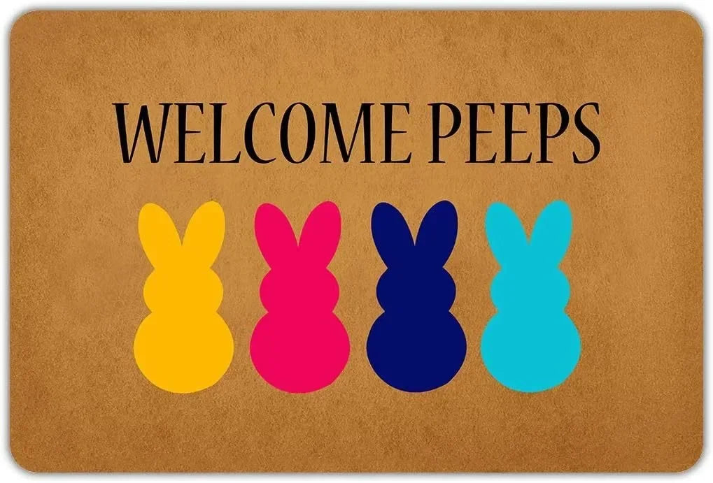 Happy Easter Entrance Floor Mat, Decorative Washable Carpet, Non-slip Easy Clean Rug