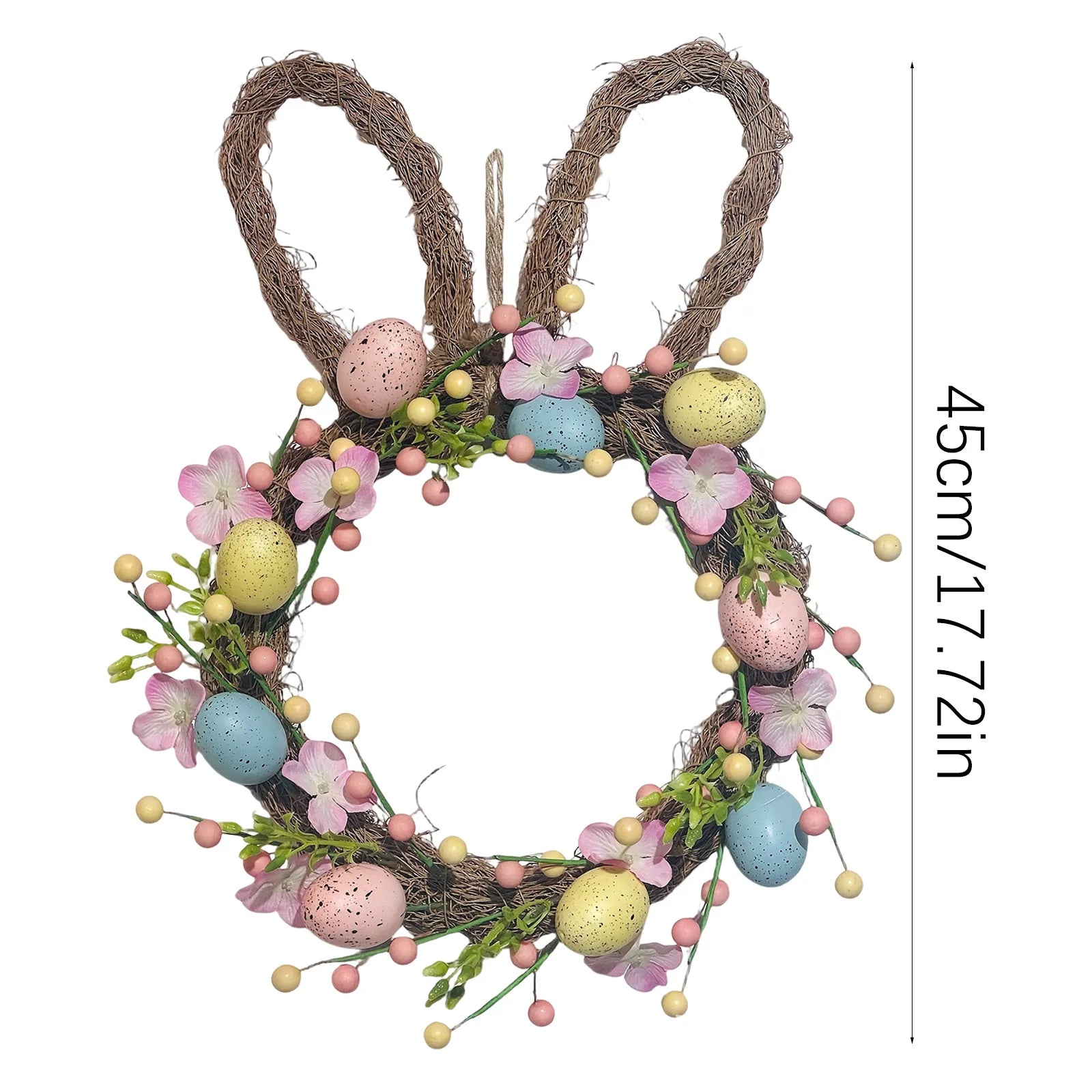 Colorful Festive Eggs Floral Garland, Easter Wreaths For Front Door