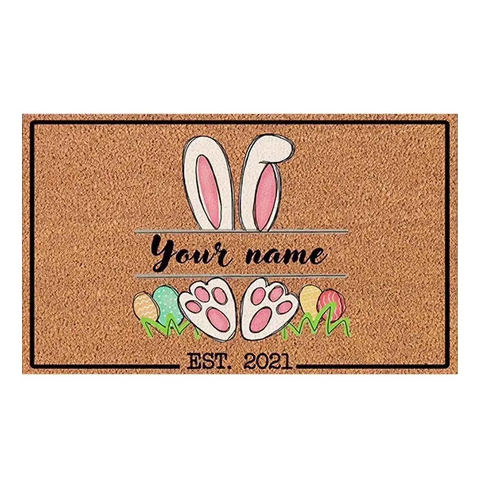 Happy Easter Entrance Floor Mat, Decorative Washable Carpet, Non-slip Easy Clean Rug