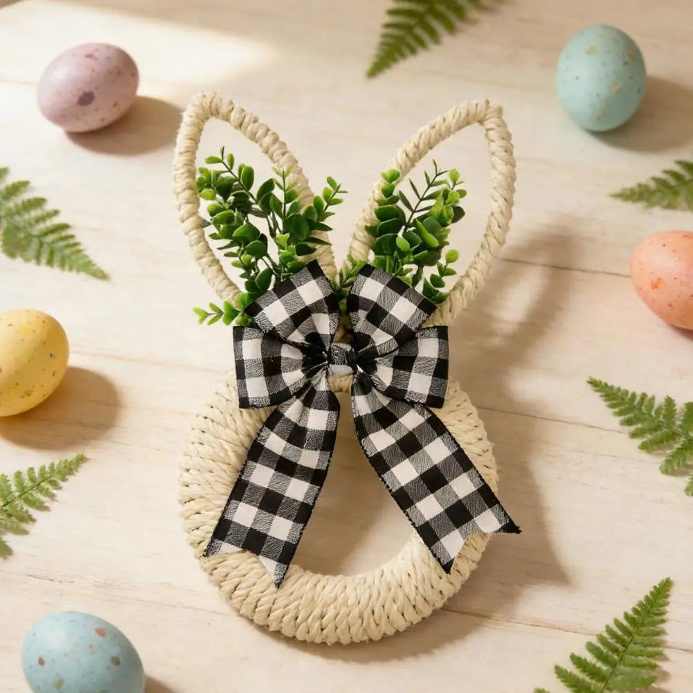 Hemp Rope Bow Spring Floral Wreath Easter Door Decor