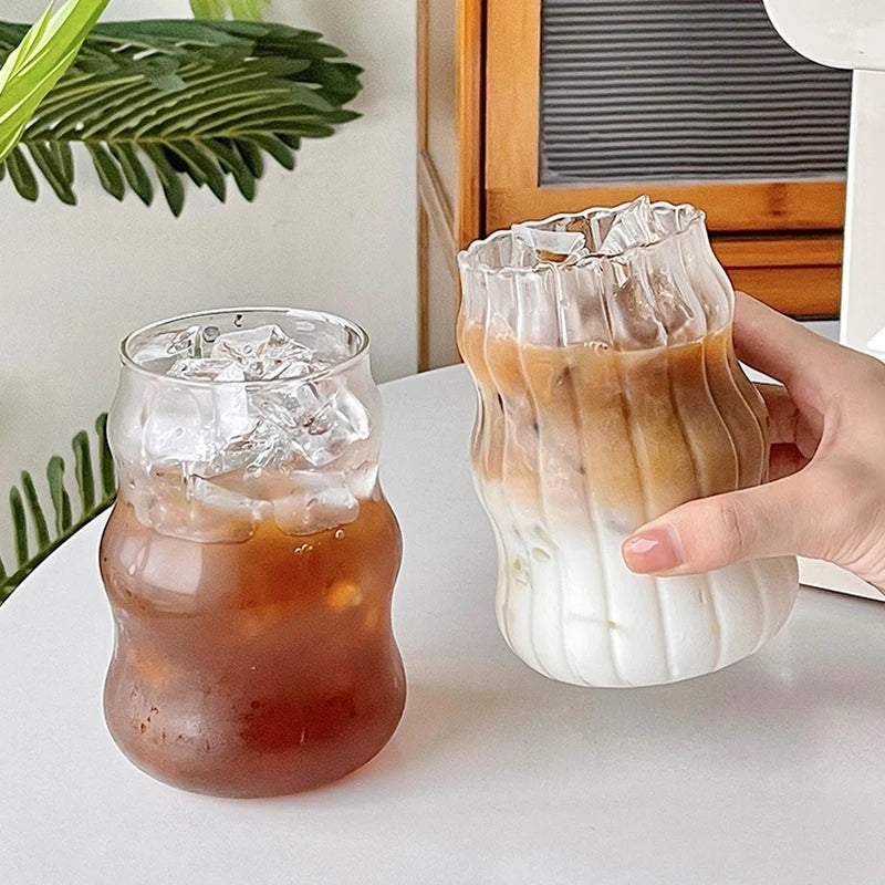 Refreshing Glass Mug For Cold Beverage, Chic Refreshener Drinking Cup, Kitchen Accessory