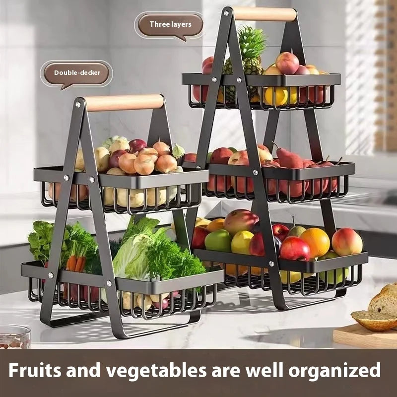 Iron Art Kitchen Organizer for Fruits Bread Snacks Storage Holder