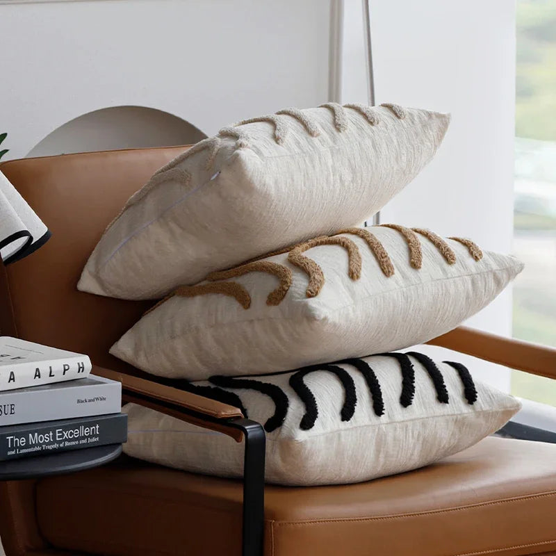 Boho Style Decorative Throw Pillow Cover Soft Geometric Lines