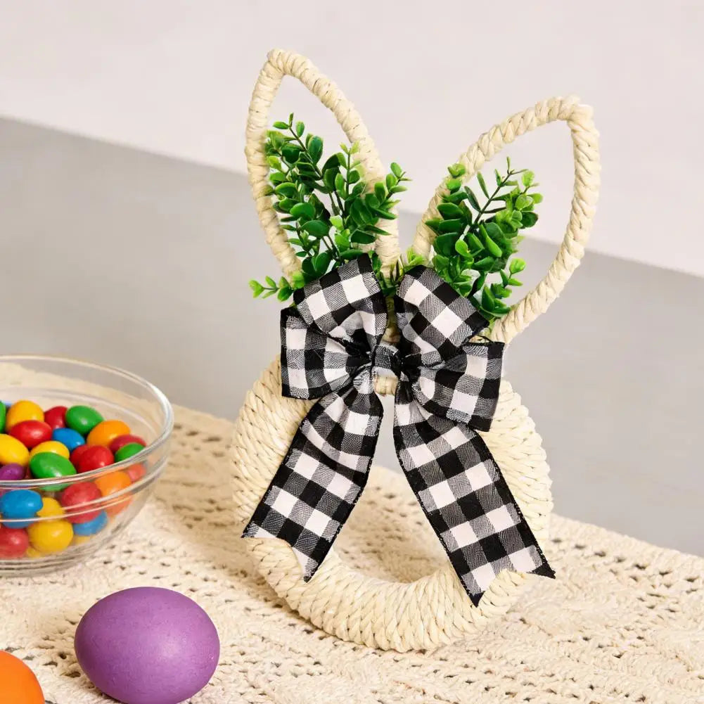 Hemp Rope Bow Spring Floral Wreath Easter Door Decor